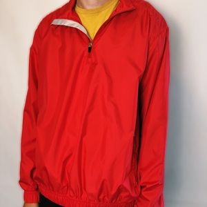 Vintage inspired red 1/4 zip up windbreaker size M